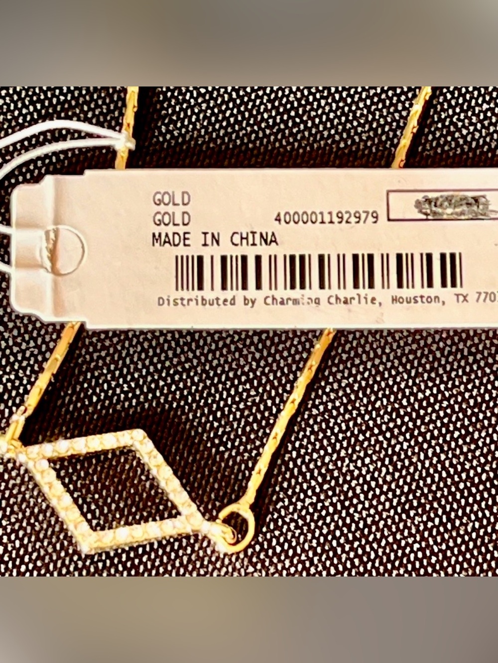 Charming Charlie NWT Gold Slide Bracelet Pave Crystal Rhombus Geometric Chic